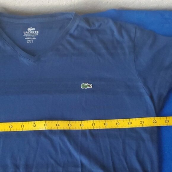 Lacoste Men's blue stiped vneck slim fit size 7 - Picture 6 of 9